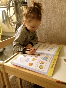 Colouring in her pattern